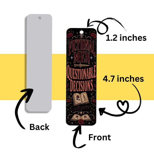 Fictional Men, Questionable Decisions Bookmark, Romance Reader Bookmark, Book Lover Gift, Gothic Bookish Bookmark