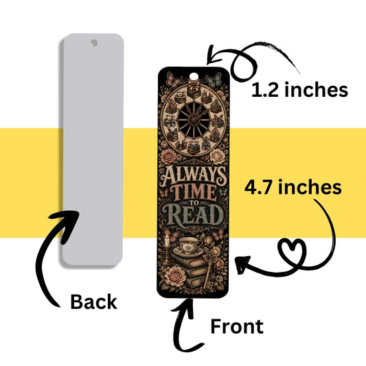 Always Time to Read Metal Bookmark, Book Lover Bookmark, Romance Reader Gift, BookTok Bookmark, Literary Bookmark with Tassel
