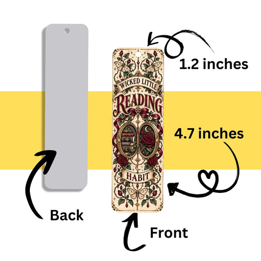 Wicked Little Reading Habit Metal Bookmark, Gothic Book Lover Gift, Dark Romance Reader Gift, Tassel Bookmark