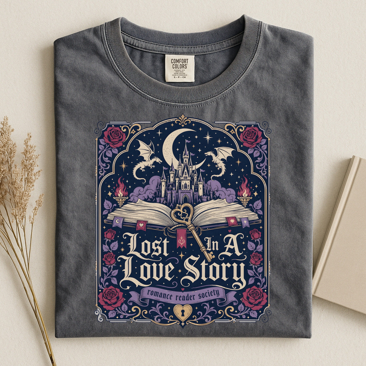 Lost in a Love Story Shirt | Romantasy Comfort Colors Tee | Fantasy Romance BookTok Reader T-Shirt