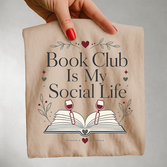 Book Club Is My Social Life Shirt | Minimalist Book Lover Comfort Colors Tee | Romance Reader Book Club T-Shirt