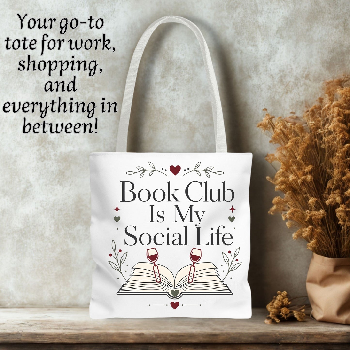 Book Club Is My Social Life Tote Bag | Minimalist Book Lover Tote | Romance Reader Book Club Bag
