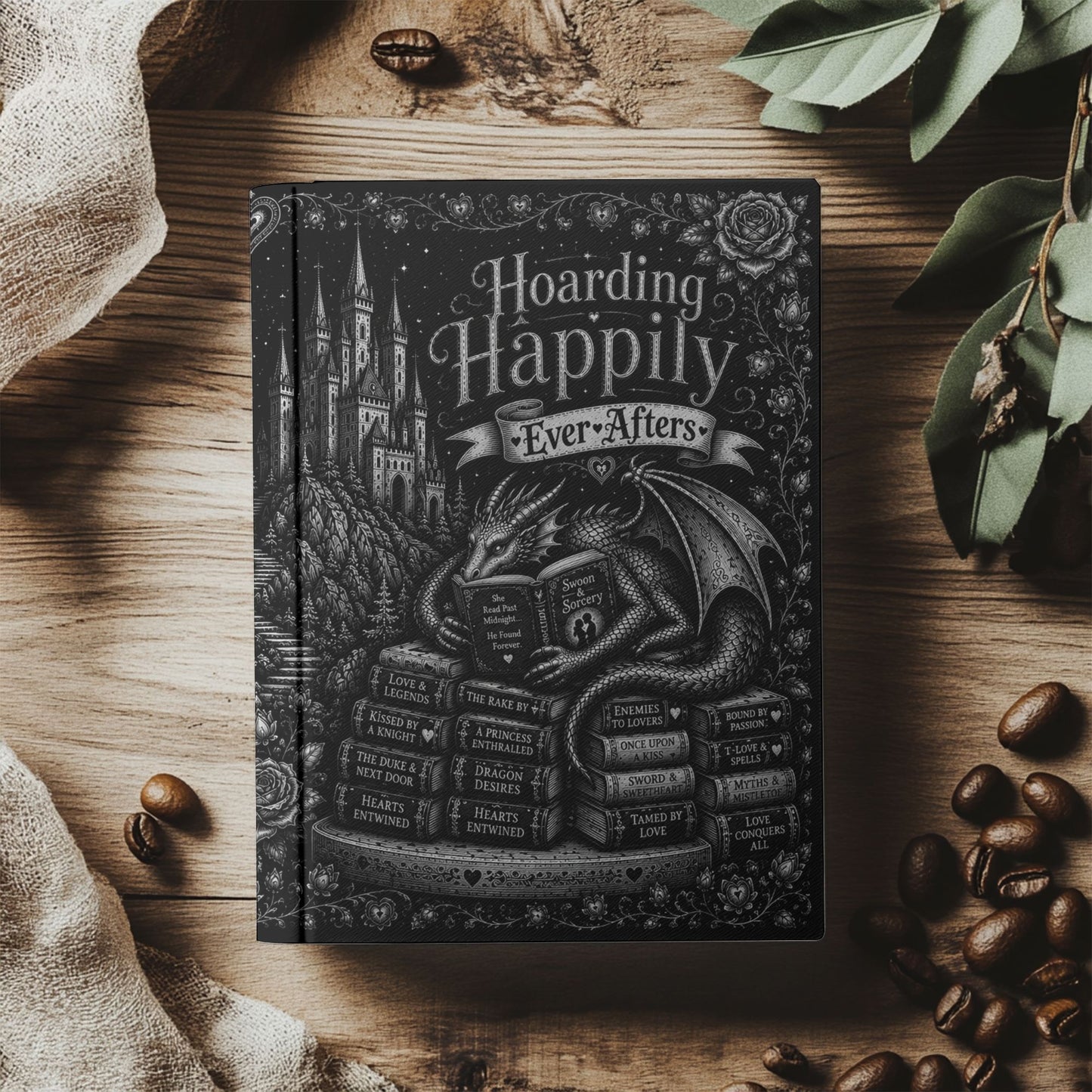 Hoarding Happily Ever Afters Journal, Fantasy Romance Notebook, Dragon Reading Journal, Romantasy BookTok Gift, Hardcover Book Lover Journal