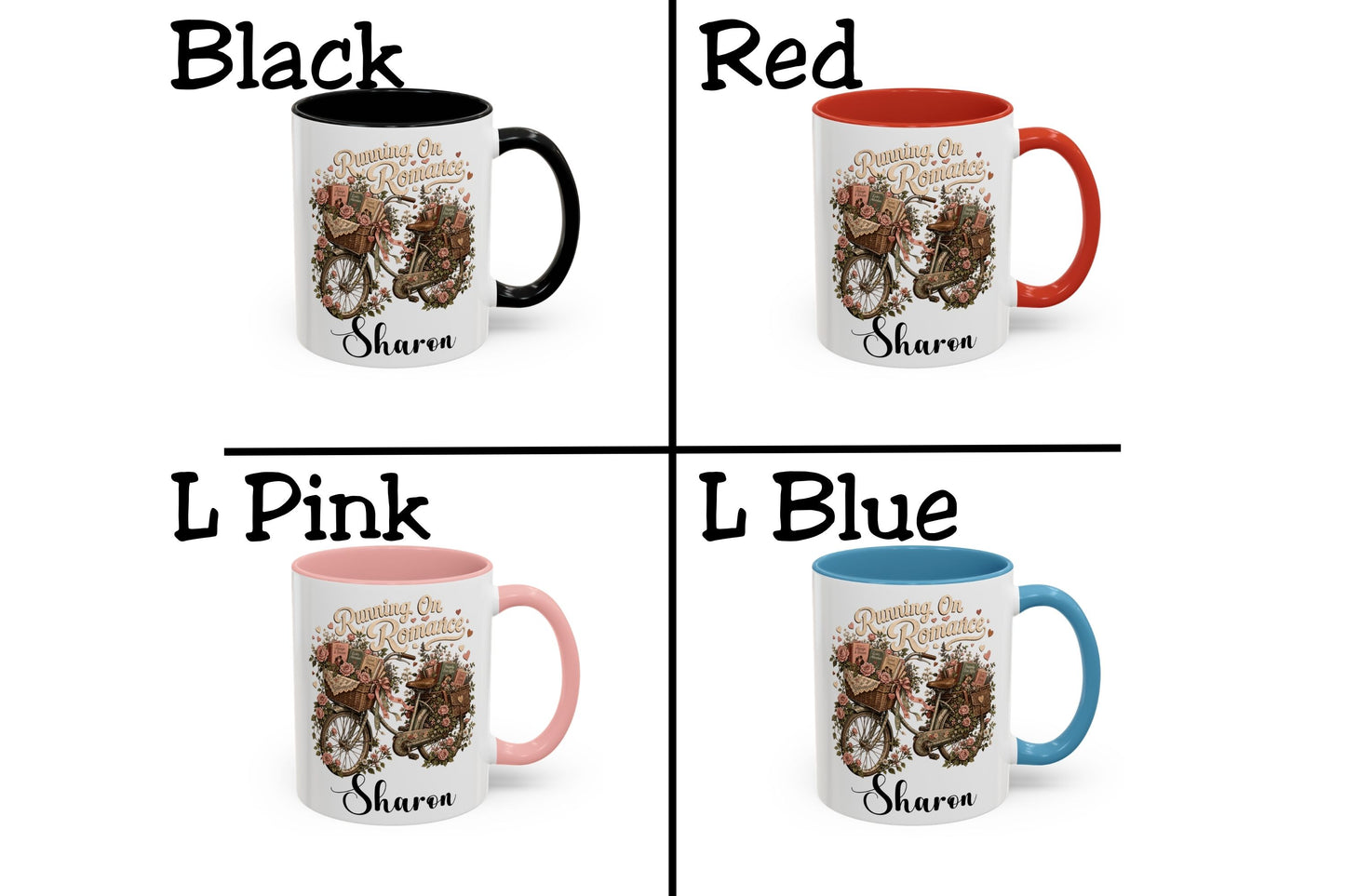 Running On Romance Personalized Mug, Custom Romance Reader Coffee Mug, Book Lover Cup, BookTok Reading Mug, Floral Literary Gift