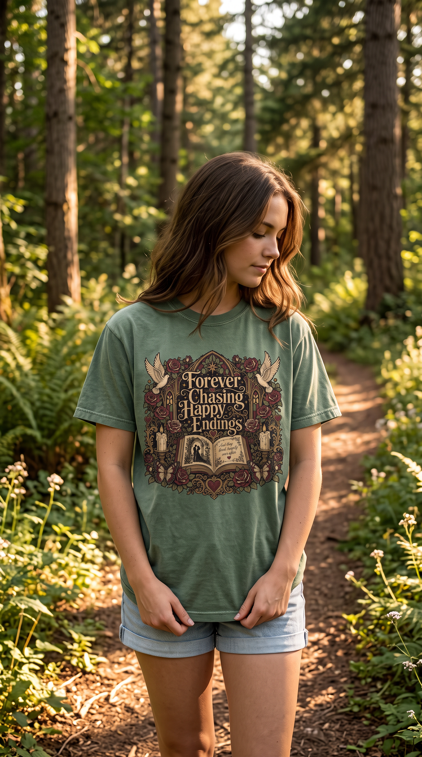 Forever Chasing Happy Endings Shirt, Romance Reader Tee, Book Lover Graphic Shirt, Gothic BookTok Tee, Dark Academia Literary Gift