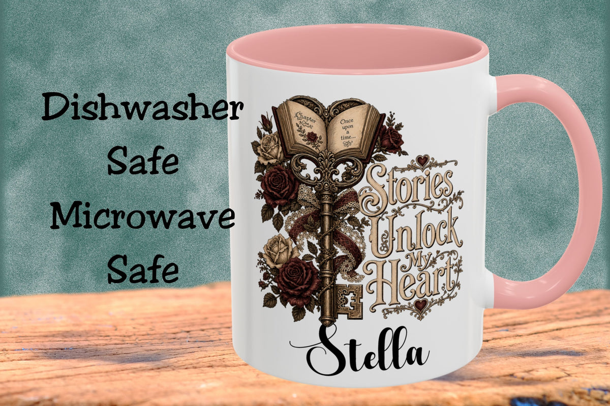 Personalized Stories Unlock My Heart Mug | Custom Romance Reader Coffee Cup | Gothic Book Lover Mug | Literary BookTok Gift