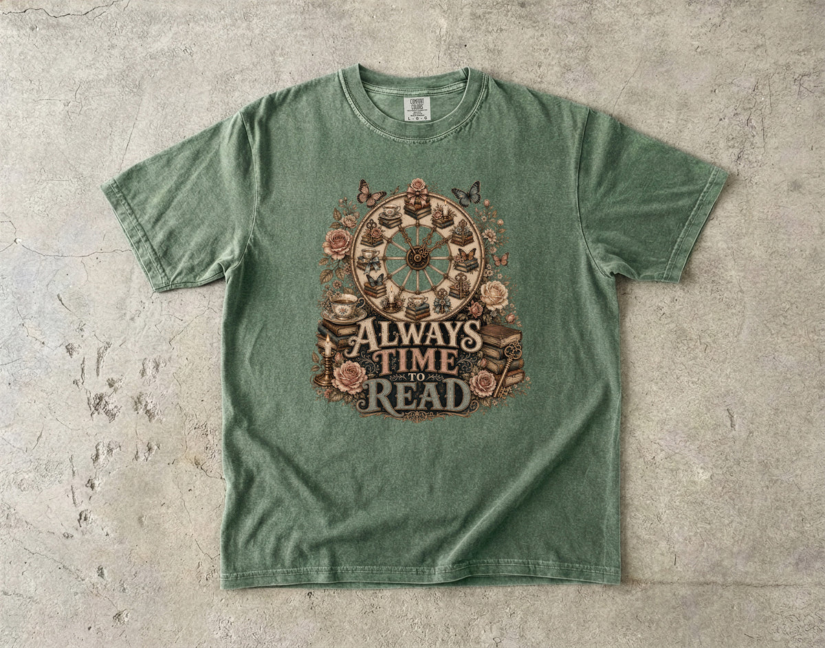 Always Time to Read Shirt, Vintage Book Lover Tee, Romance Reader T-Shirt, Cozy BookTok Shirt, Literary Gift for Readers