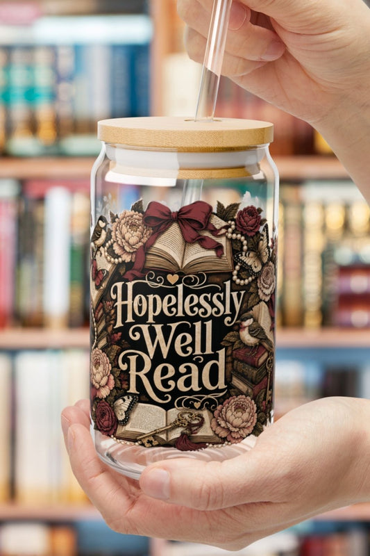 Your favorite iced drink deserves a bookish companion. 📚🧋 The Hopelessly Well Read personalized glass cup is perfect for iced coffee lovers, romance readers, and BookTok fans. Featuring vintage books, blooming florals, butterflies, birds, antique keys, and elegant pearl details, this charming 16 oz glass brings cozy cottagecore vibes to every reading session. A beautiful personalized gift for every book lover.
#HopelesslyWellRead #PersonalizedGlassCup #BookLoverGift #BookTokMadeMeBuyIt #IcedCoffeeLover #