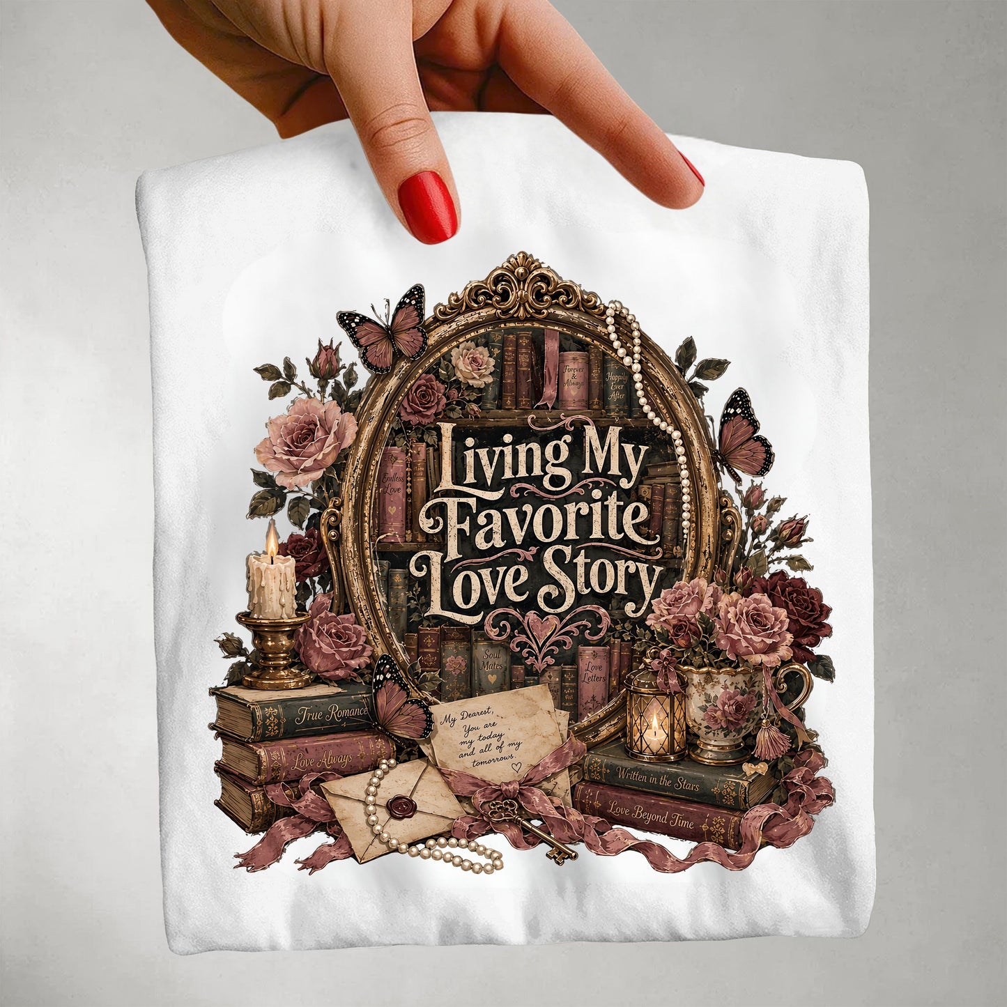 Living My Favorite Love Story Tote Bag, Book Lover Tote, Romance Reader Bag, BookTok Book Bag, Literary Gift for Readers