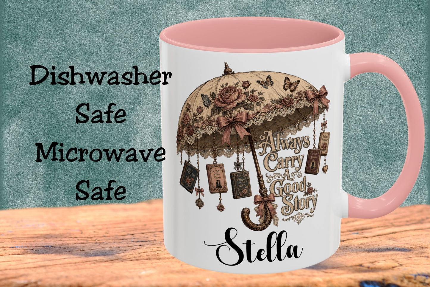 Always Carry a Good Story Personalized Mug, Custom Book Lover Coffee Mug, Romance Reader Gift, BookTok Cup, Literary Mug