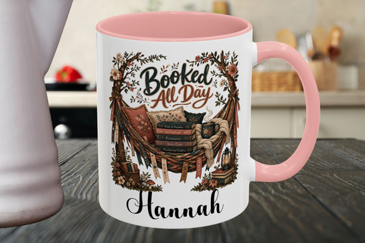 Booked All Day Personalized Mug, Custom Book Lover Coffee Mug, Reading Mug, BookTok Gift, Cozy Reader Cup, Literary Mug