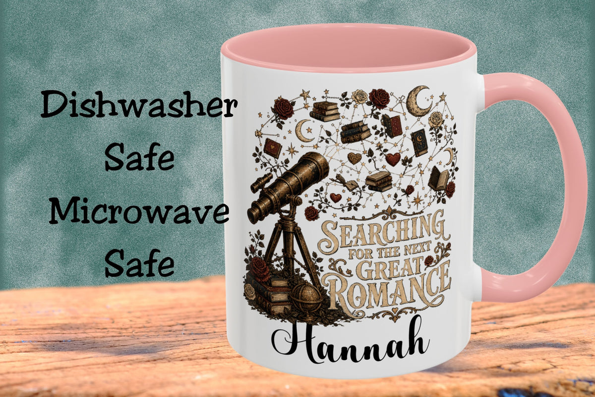 Searching for the Next Great Romance Personalized Mug, Custom Book Lover Coffee Mug, Romance Reader Gift, BookTok Cup