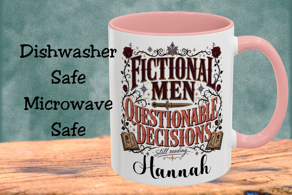 Personalized Fictional Men, Questionable Decisions Mug, Romance Reader Mug, Book Lover Gift, Custom Bookish Mug