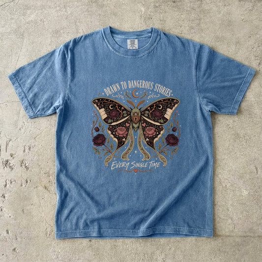 Dangerous Stories Shirt, Dark Romance Reader Shirt, Morally Gray Book Lover Tee, Gothic Moth Bookish Shirt