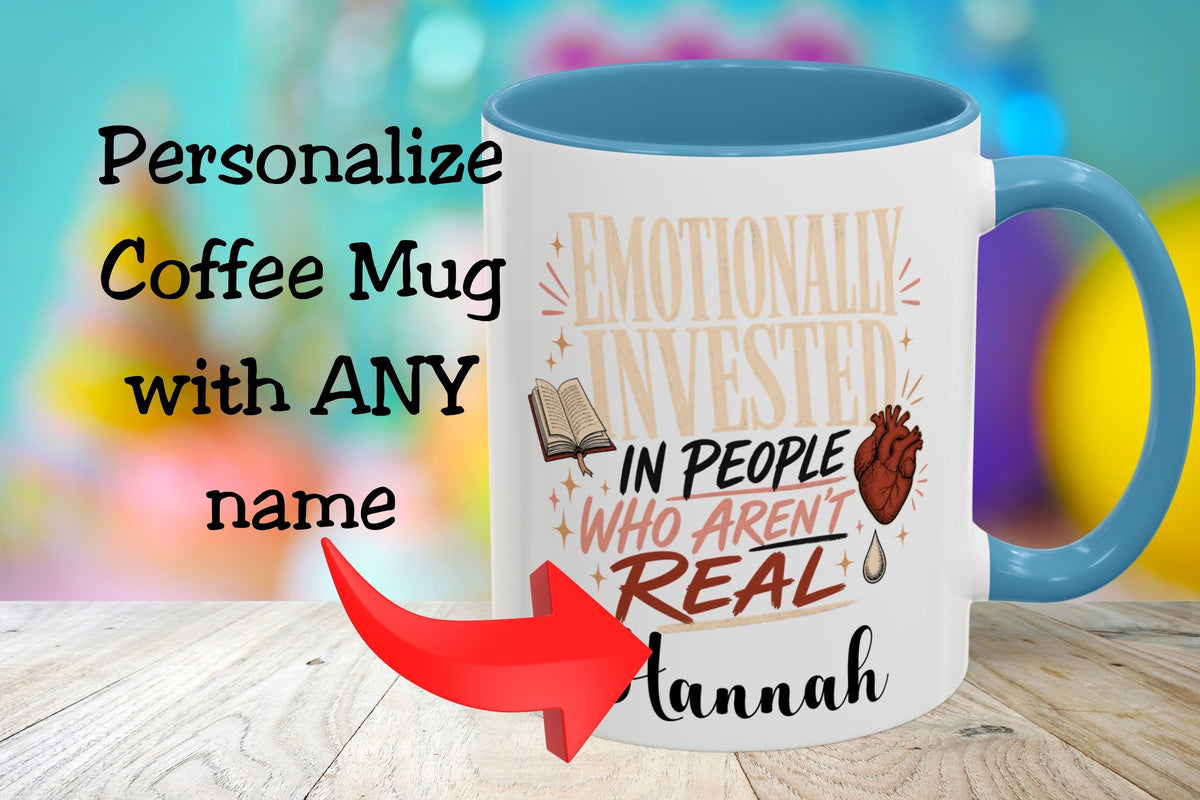 Personalized Emotionally Invested Mug, Book Lover Coffee Mug, Funny Reader Gift, Custom Bookish Mug, Romance Reader Gift