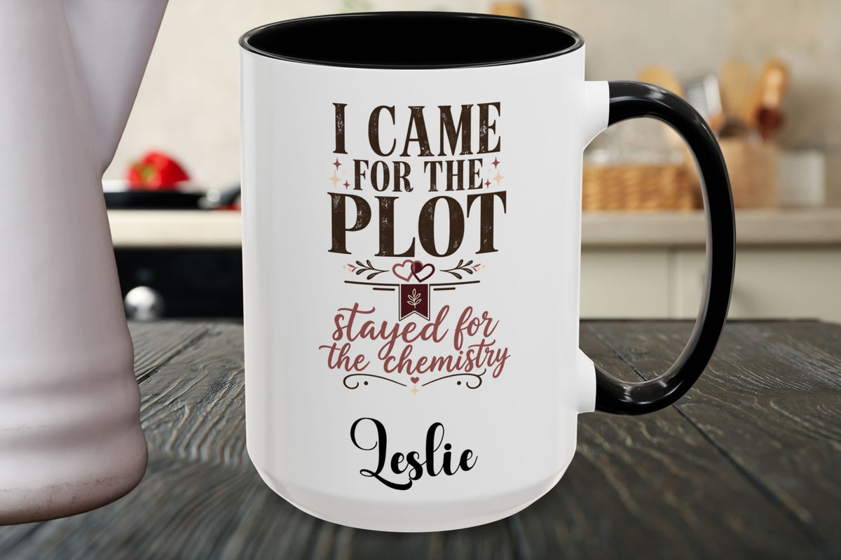 Personalized Came for the Plot Mug, Stayed for the Chemistry Mug, Romance Reader Gift, Book Lover Mug, BookTok Gift, Custom Name Mug