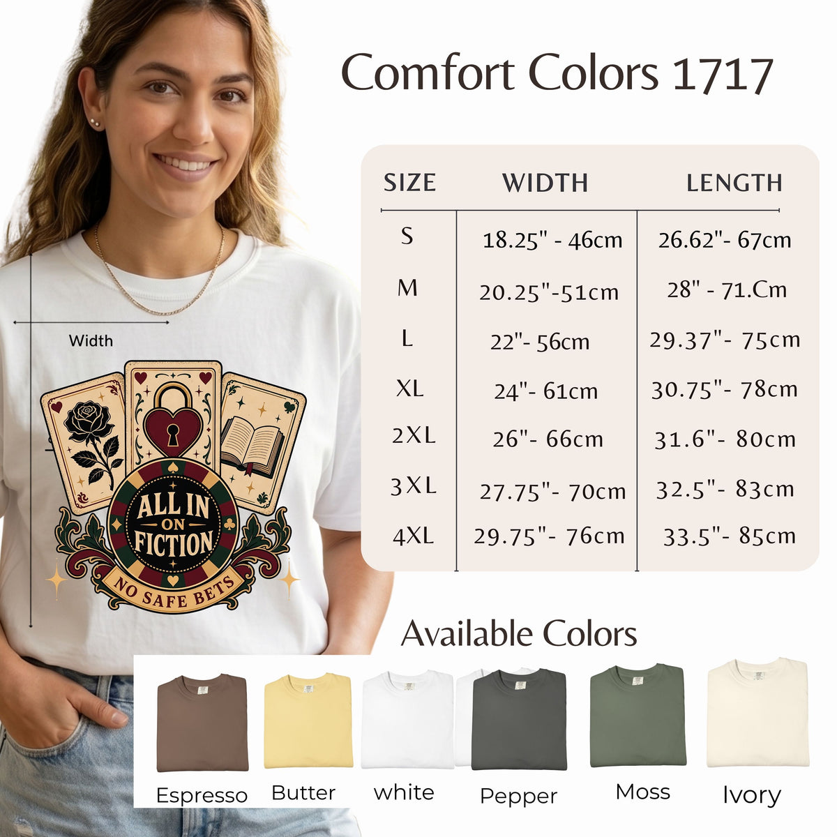 All In On Fiction Shirt, No Safe Bets Book Lover Tee, Dark Romance Reader Shirt, BookTok Gift, Funny Romance Bookish Shirt