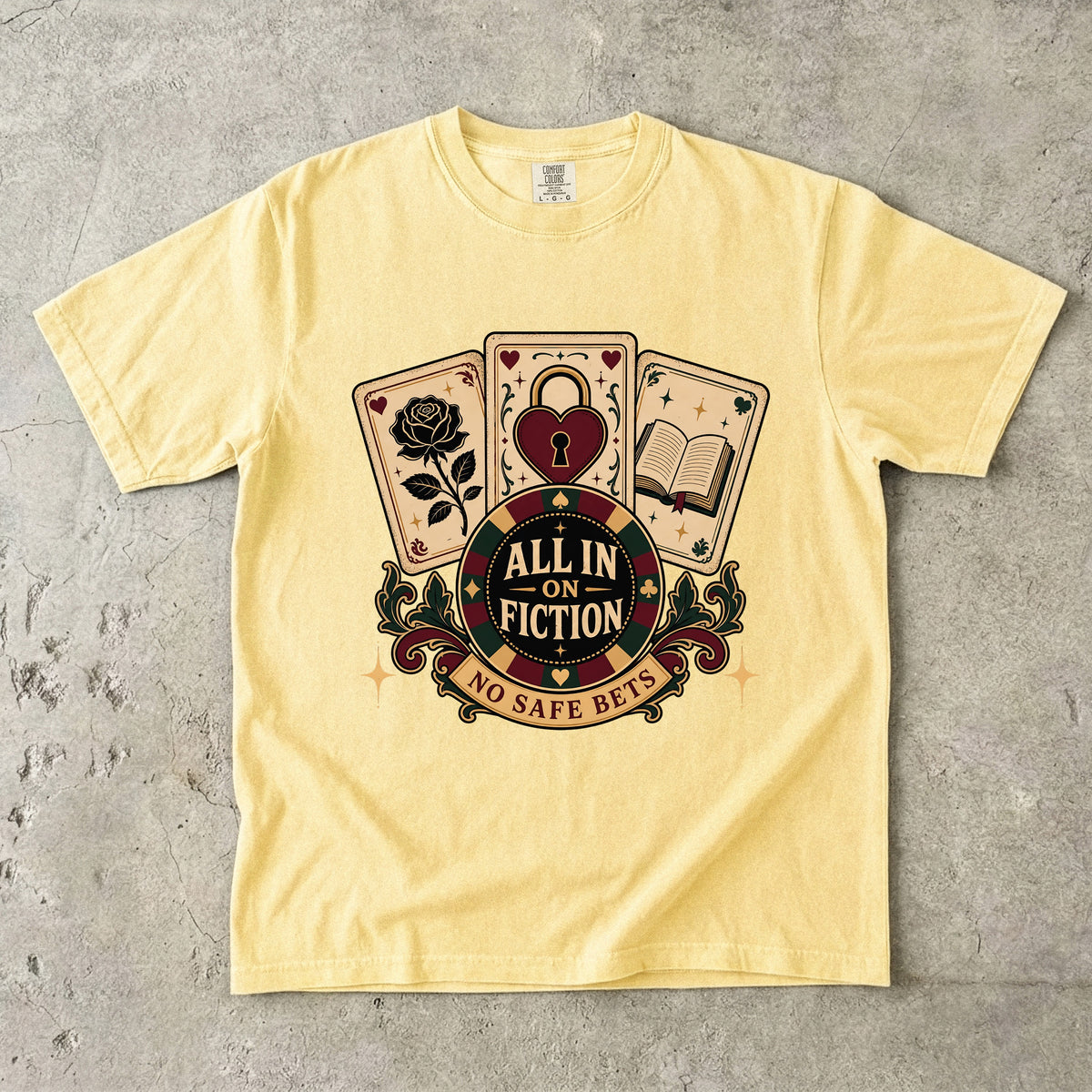 All In On Fiction Shirt, No Safe Bets Book Lover Tee, Dark Romance Reader Shirt, BookTok Gift, Funny Romance Bookish Shirt