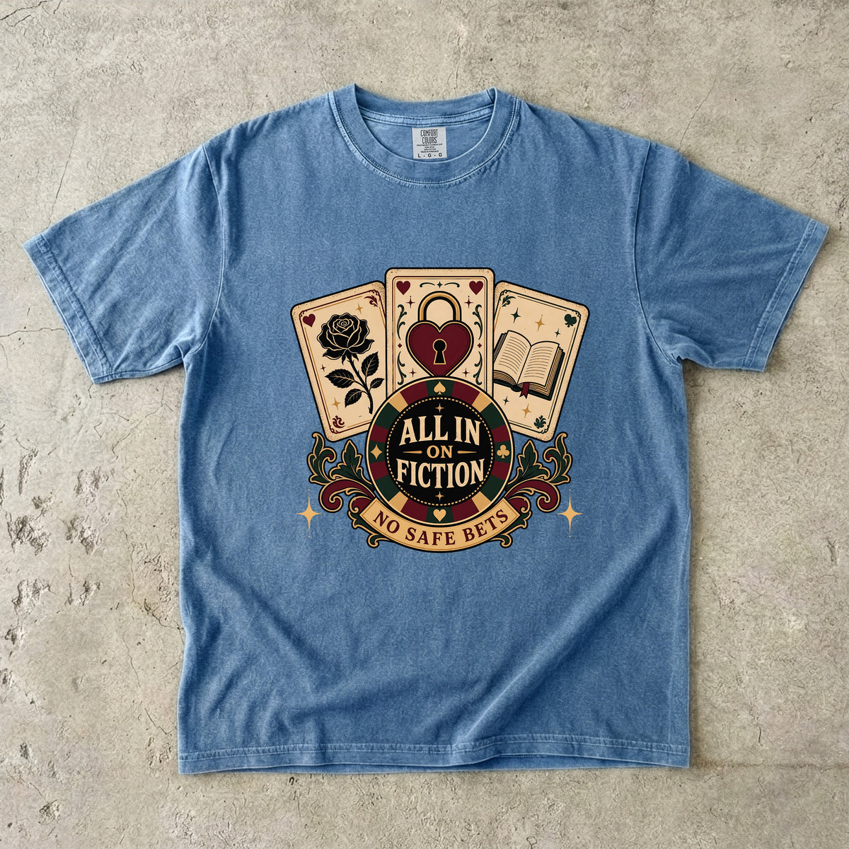 All In On Fiction Shirt, No Safe Bets Book Lover Tee, Dark Romance Reader Shirt, BookTok Gift, Funny Romance Bookish Shirt