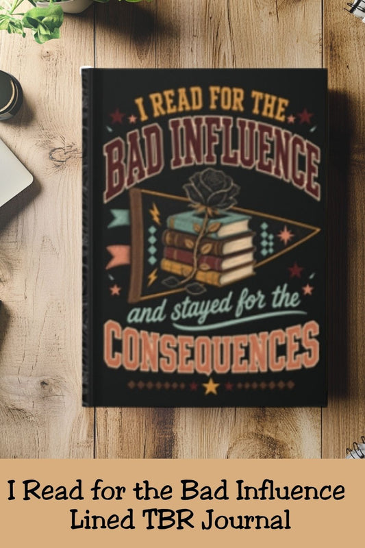 For readers who came for the bad influence and stayed for the consequences. This hardcover book lover journal includes 150 lined pages for book reviews, favorite quotes, reading notes, creative writing, and everyday thoughts. Featuring stacked books, a black rose, and a vintage-inspired design, it makes a fun gift for romance readers, dark romance fans, book club friends, librarians, and dedicated bookworms.