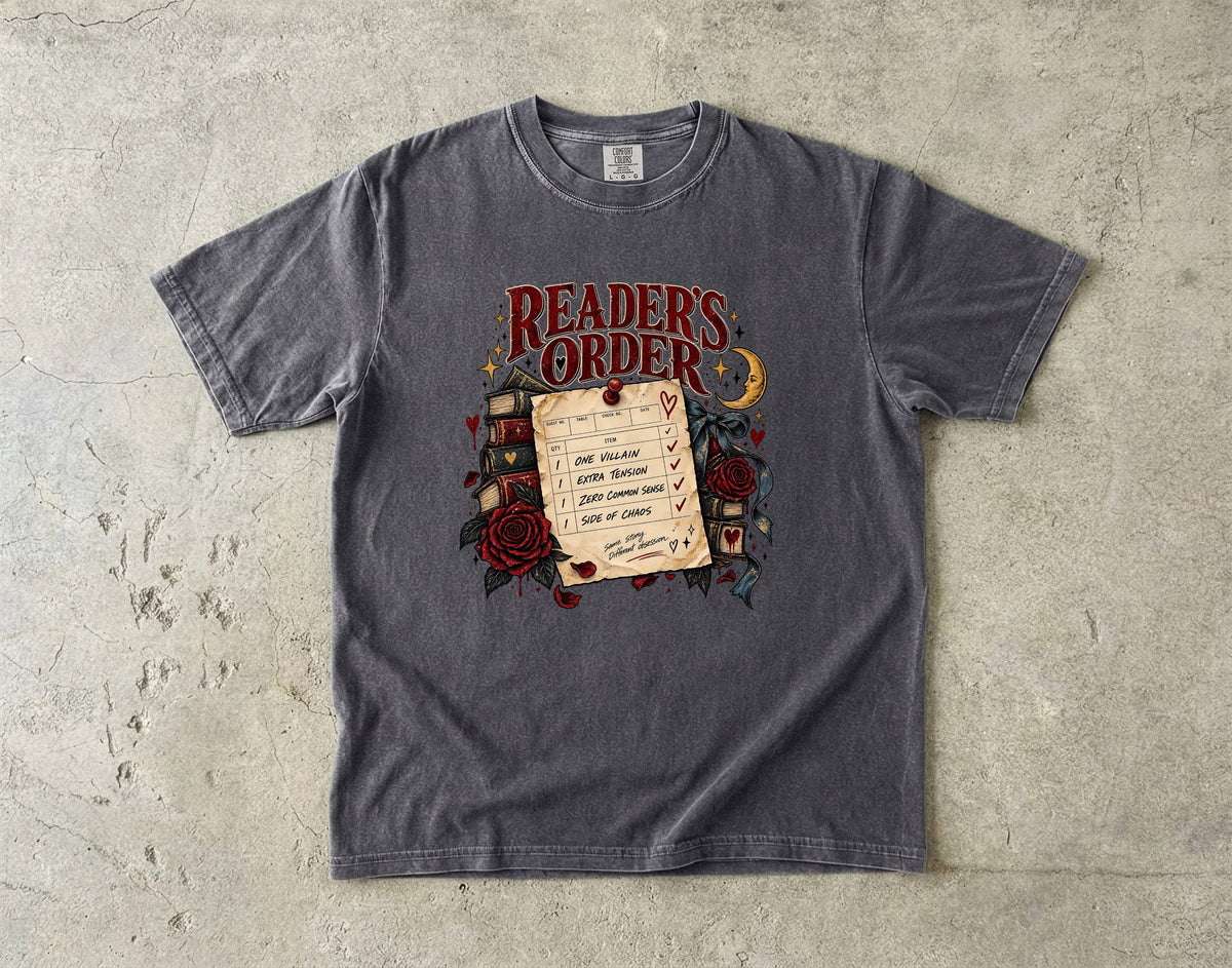 Readers Order Shirt, Funny Dark Romance Reader Tee, Book Lover Gift, Villain and Chaos Bookish Shirt, Comfort Colors