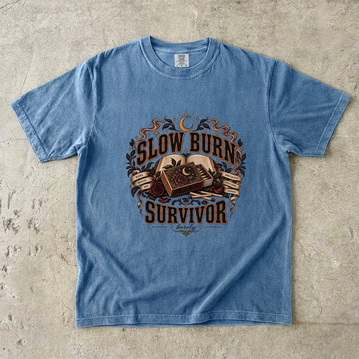 Slow Burn Survivor Shirt, Dark Romance Reader Tee, Funny Book Lover Gift, Romance Book Club Shirt, Gothic Bookish T Shirt
