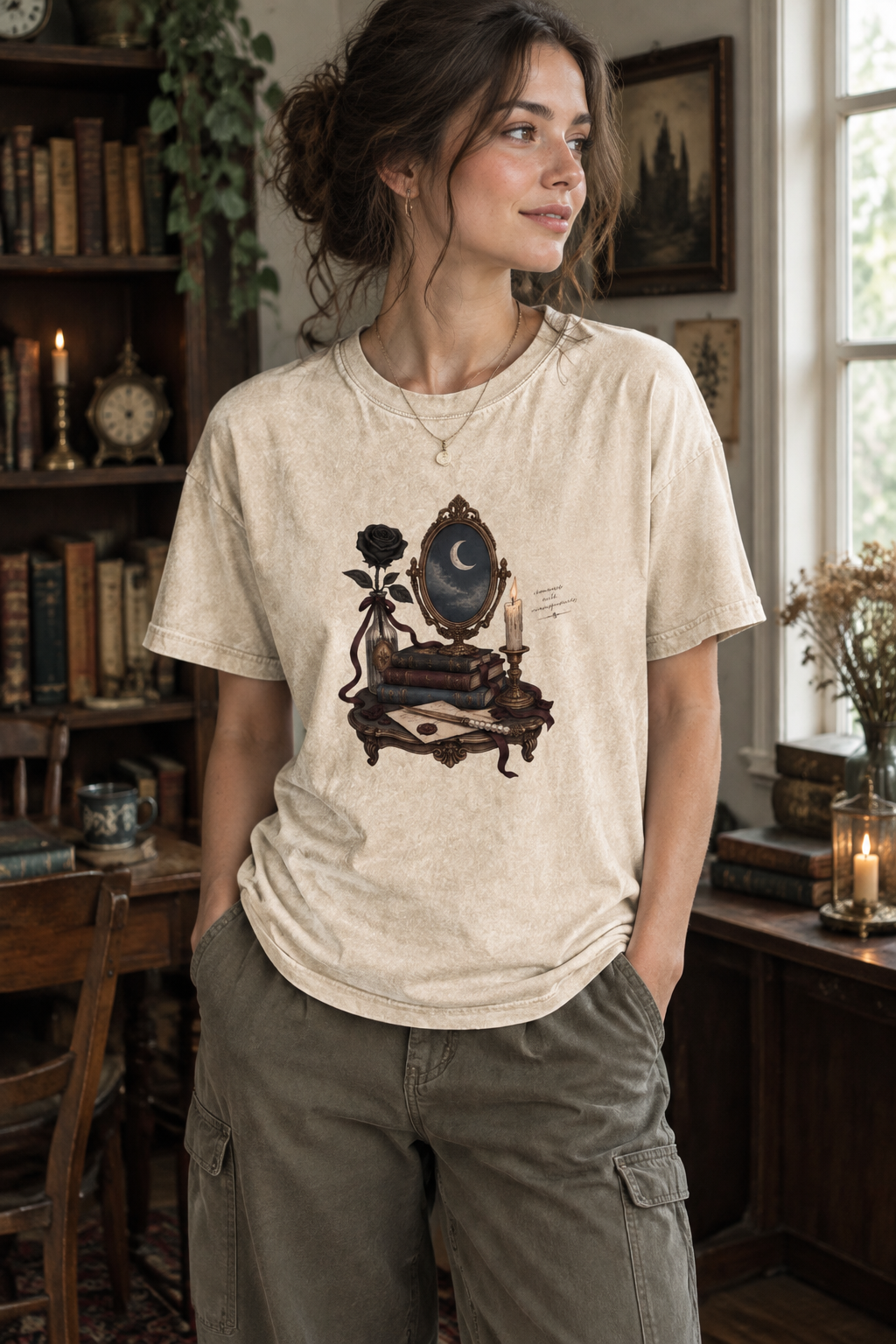 Romance With Consequences Shirt, Gothic Book Lover Tee, Moon Mirror Romance Reader Gift, Comfort Colors Bookish T Shirt