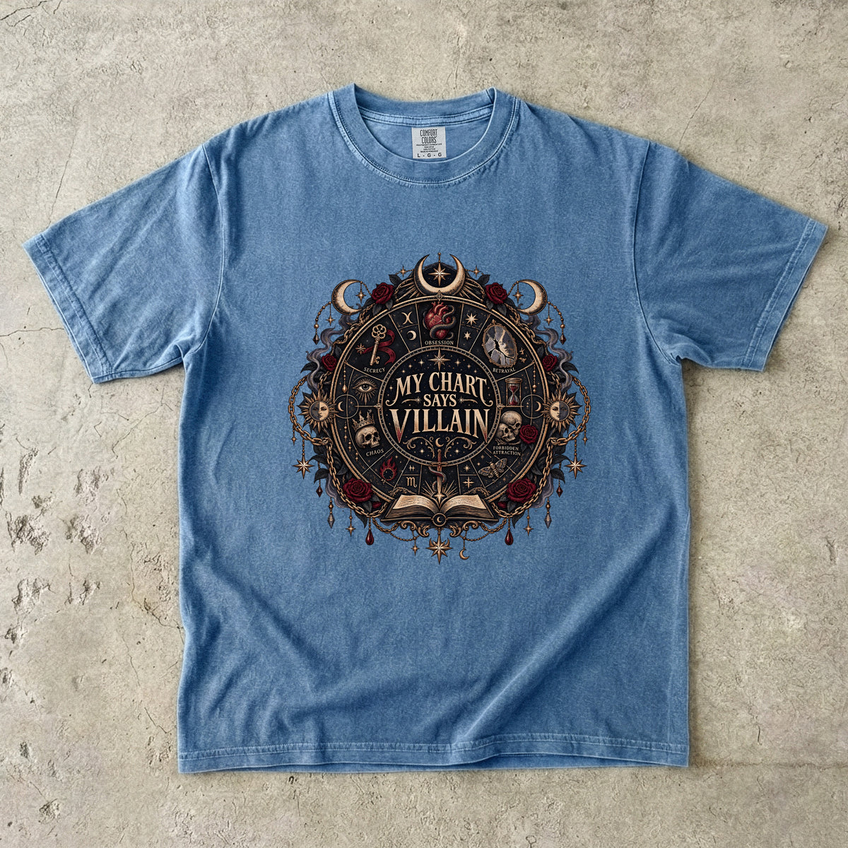 My Chart Says Villain Shirt, Dark Romance Reader Tee, Gothic Book Lover Gift, Comfort Colors Romantasy T Shirt