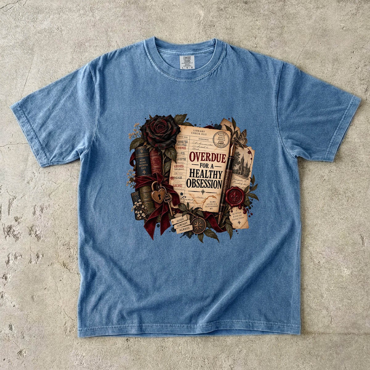 Overdue for a Healthy Obsession Shirt, Funny Book Lover Tee, Gothic Romance Reader Gift, Comfort Colors Bookish T Shirt