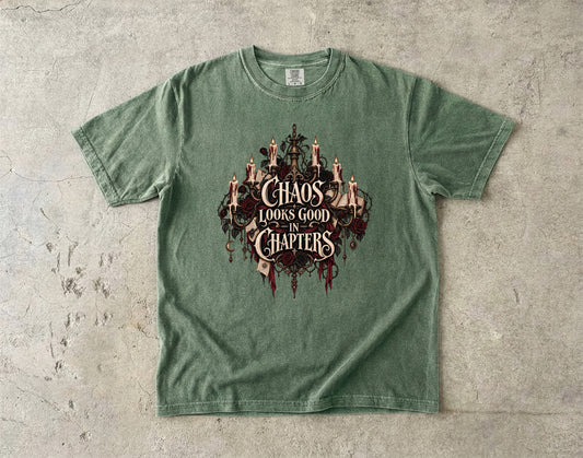 Chaos Looks Good in Chapters Shirt, Dark Romance Reader Tee, Gothic Book Lover Gift, Comfort Colors Bookish T Shirt