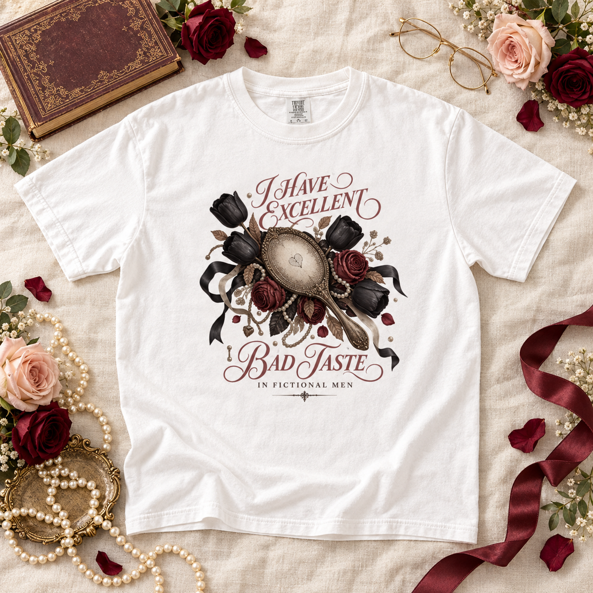 Bad Taste in Fictional Men Shirt, Dark Romance Reader Tee, Morally Gray Book Lover Gift, Comfort Colors Bookish T Shirt