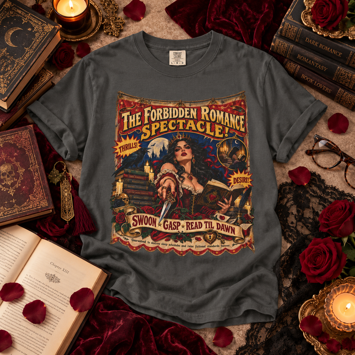 Carnival Circus Book Lover Tee, Romantasy Reader Shirt, Forbidden Romance Comfort Colors Tee, Bookish Gift