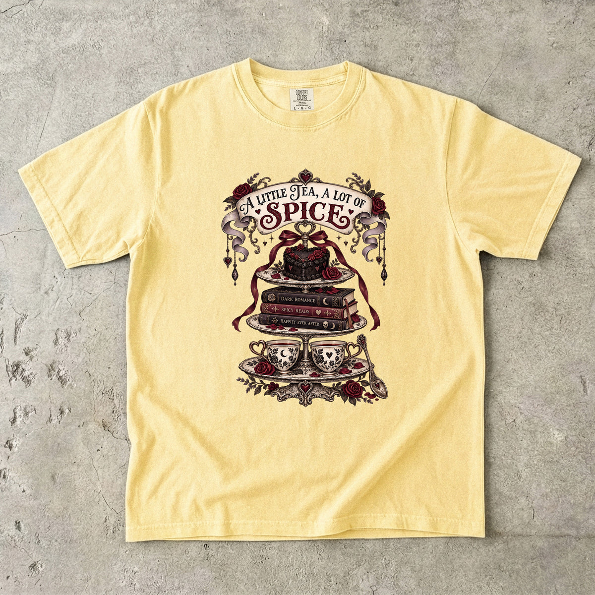 A Little Tea A Lot of Spice Tee, Dark Romance Reader Shirt, Spicy Book Lover Gift, Comfort Colors Bookish T Shirt