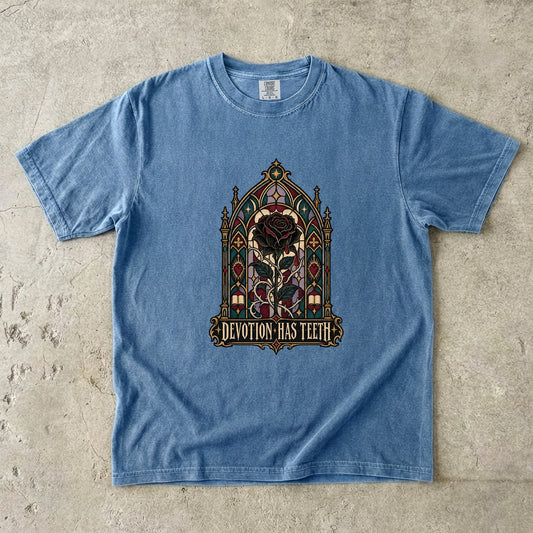 Devotion Has Teeth Shirt, Dark Romance Book Lover Tee, Gothic Rose Comfort Colors Shirt, Romantasy Reader Gift, BookTok T Shirt
