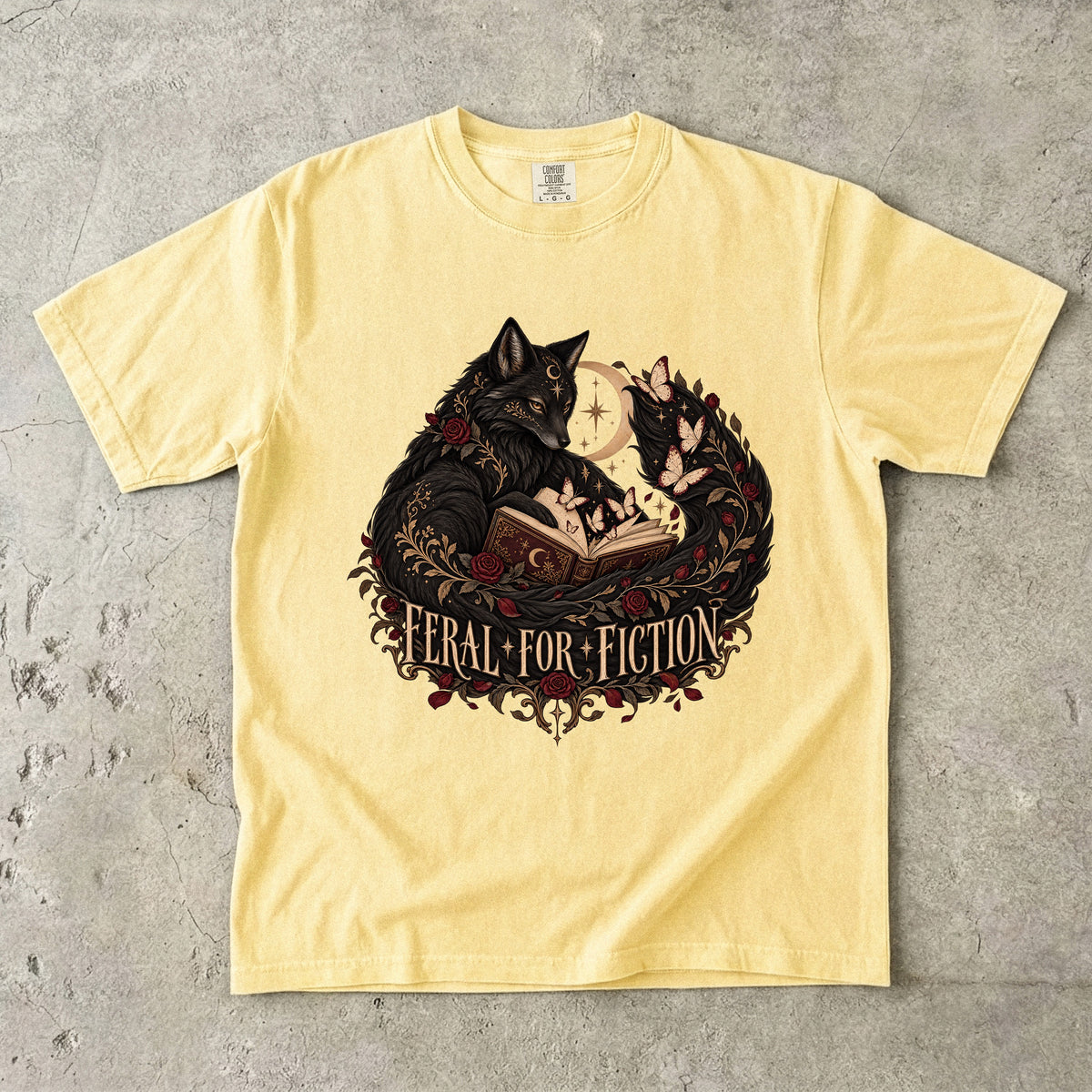 Feral for Fiction Shirt, Dark Romance Book Lover Tee, Gothic Fox Comfort Colors Shirt, Romantasy Reader Gift, BookTok T Shirt