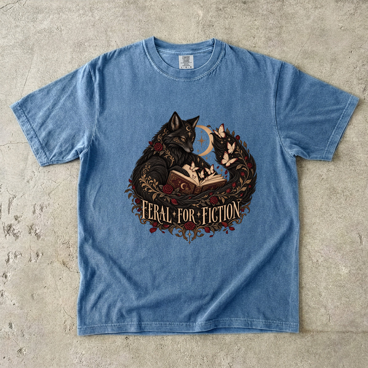 Feral for Fiction Shirt, Dark Romance Book Lover Tee, Gothic Fox Comfort Colors Shirt, Romantasy Reader Gift, BookTok T Shirt