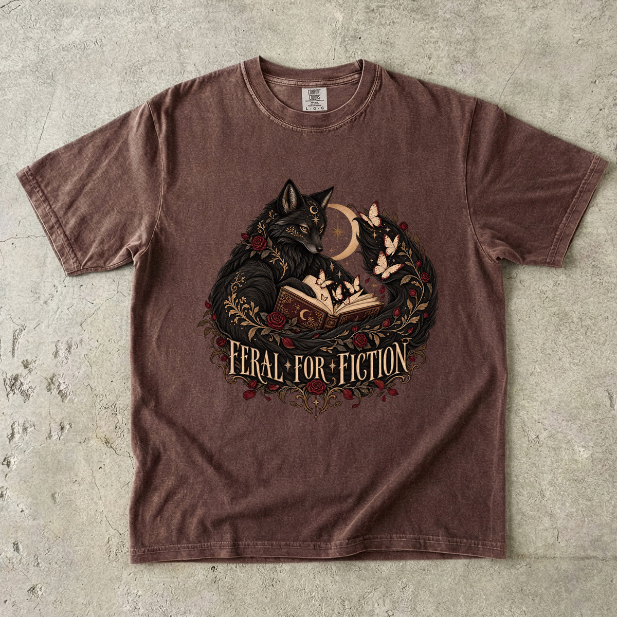 Feral for Fiction Shirt, Dark Romance Book Lover Tee, Gothic Fox Comfort Colors Shirt, Romantasy Reader Gift, BookTok T Shirt