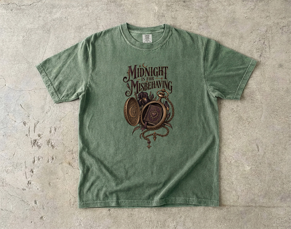 Midnight Is for Misbehaving Shirt, Dark Romance Book Lover Tee, Gothic Reader Gift, Comfort Colors Bookish T Shirt, BookTok Gift
