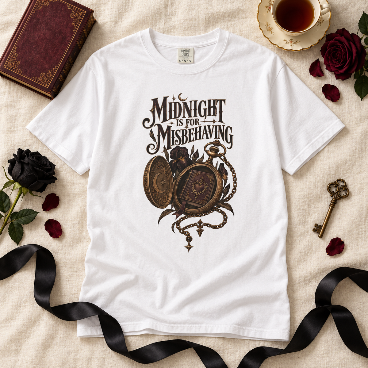 Midnight Is for Misbehaving Shirt, Dark Romance Book Lover Tee, Gothic Reader Gift, Comfort Colors Bookish T Shirt, BookTok Gift