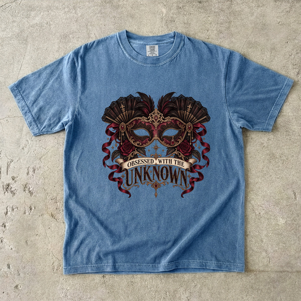 Obsessed With the Unknown Shirt, Dark Romance Book Lover Tee, Masquerade Mask Comfort Colors Shirt, Gothic Reader Gift, BookTok Tee
