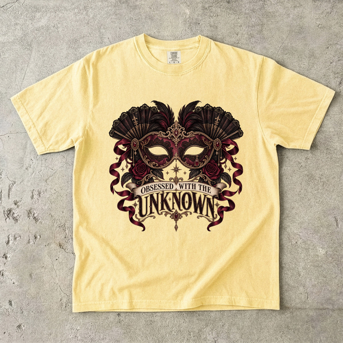 Obsessed With the Unknown Shirt, Dark Romance Book Lover Tee, Masquerade Mask Comfort Colors Shirt, Gothic Reader Gift, BookTok Tee