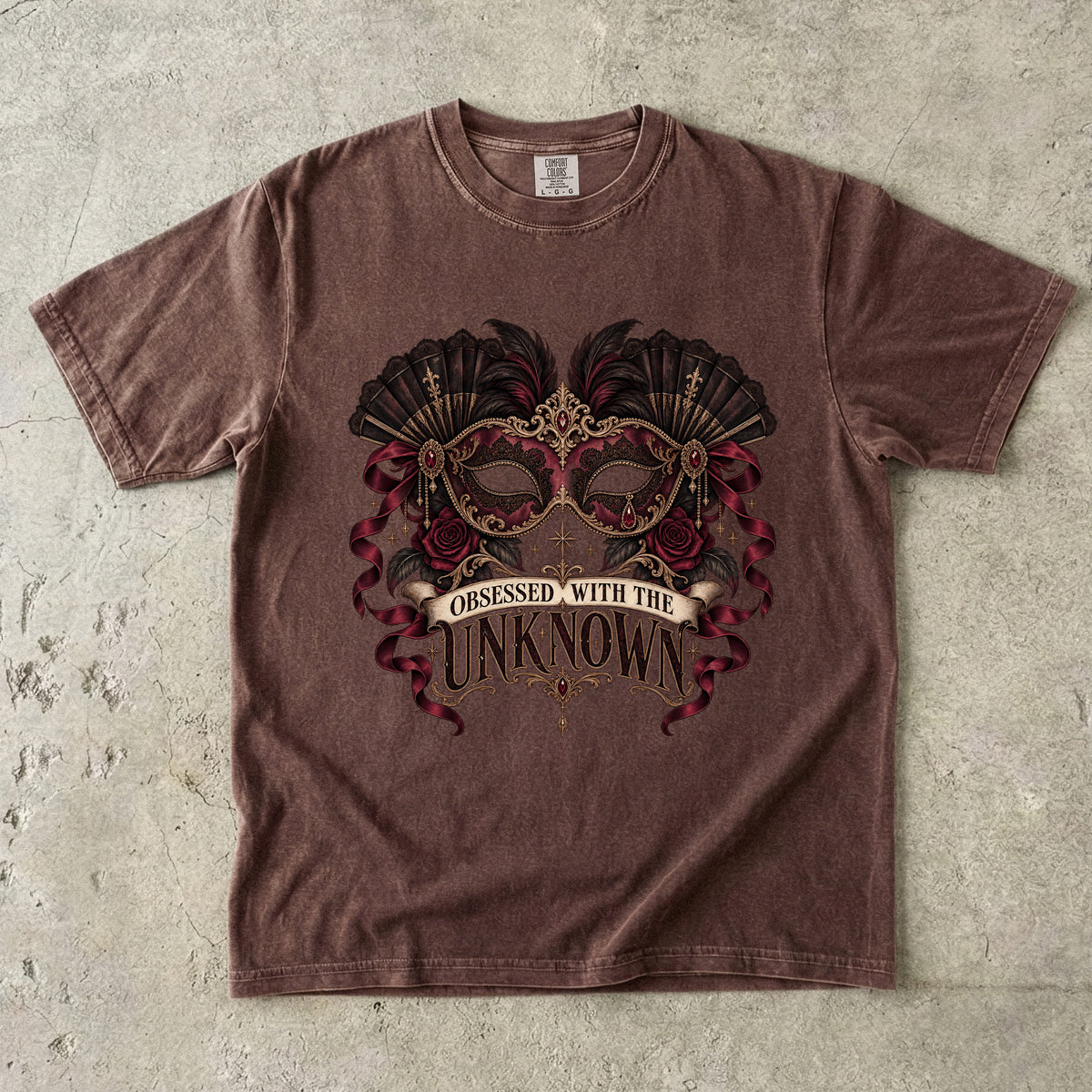 Obsessed With the Unknown Shirt, Dark Romance Book Lover Tee, Masquerade Mask Comfort Colors Shirt, Gothic Reader Gift, BookTok Tee