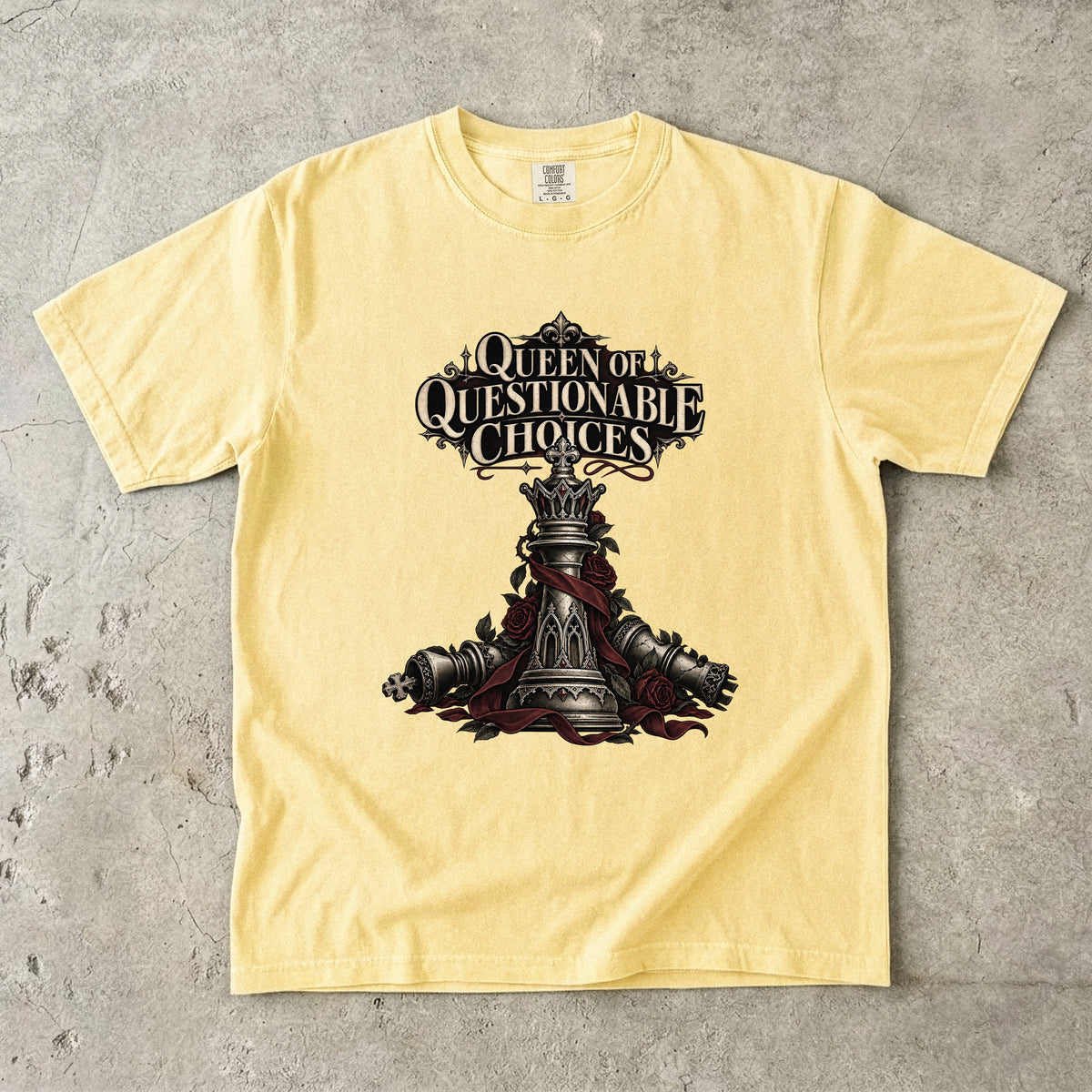 Queen of Questionable Choices Shirt, Dark Romance Book Lover Tee, Comfort Colors Bookish Shirt, Romantasy Reader Gift