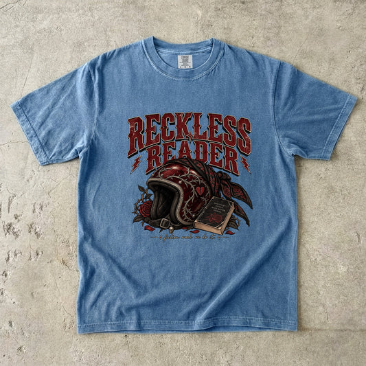 Reckless Reader Shirt, Dark Romance Book Lover Tee, Motorcycle Romance Shirt, Comfort Colors Bookish Gift, BookTok Reader Tee