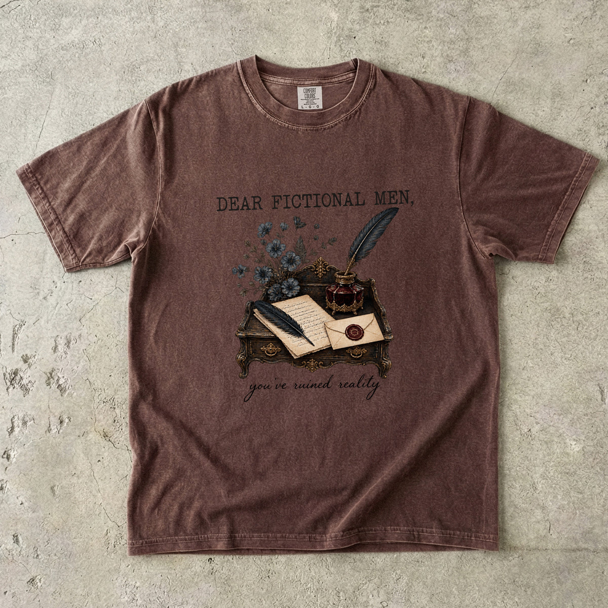 Dear Fictional Men Shirt, Dark Romance Book Lover Tee, Funny Romance Reader Gift, BookTok Comfort Colors T-Shirt