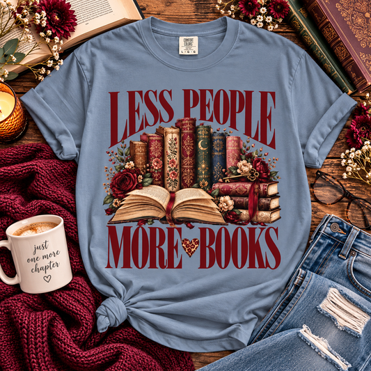 Less People More Books Shirt, Book Lover T Shirt, Vintage Bookish Tee, Reading Shirt, BookTok Gift, Introvert Shirt, Reader Gift
