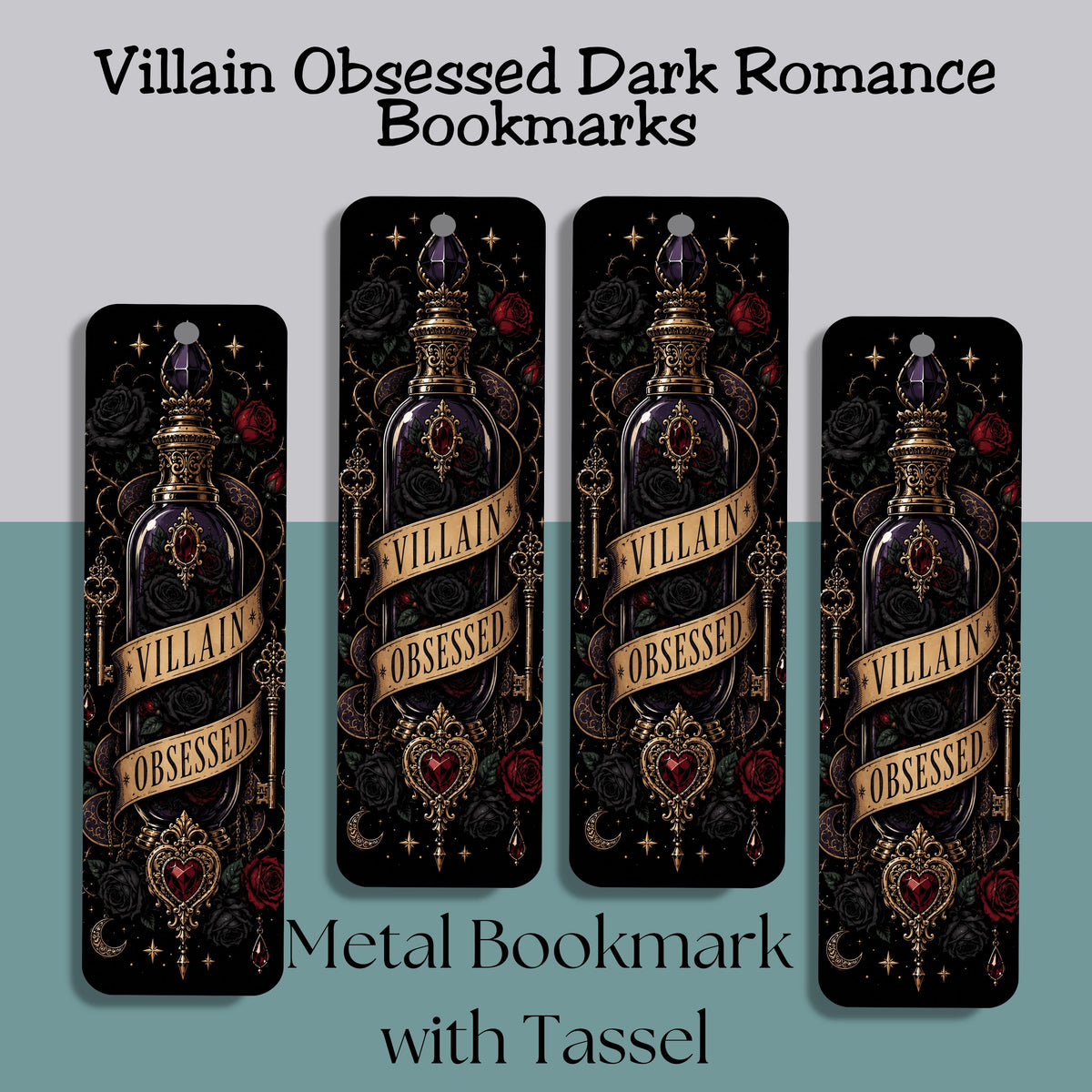 Villain Obsessed Bookmark, Dark Romance Metal Bookmark, Romantasy Reader Gift, Morally Gray Book Lover Bookmark