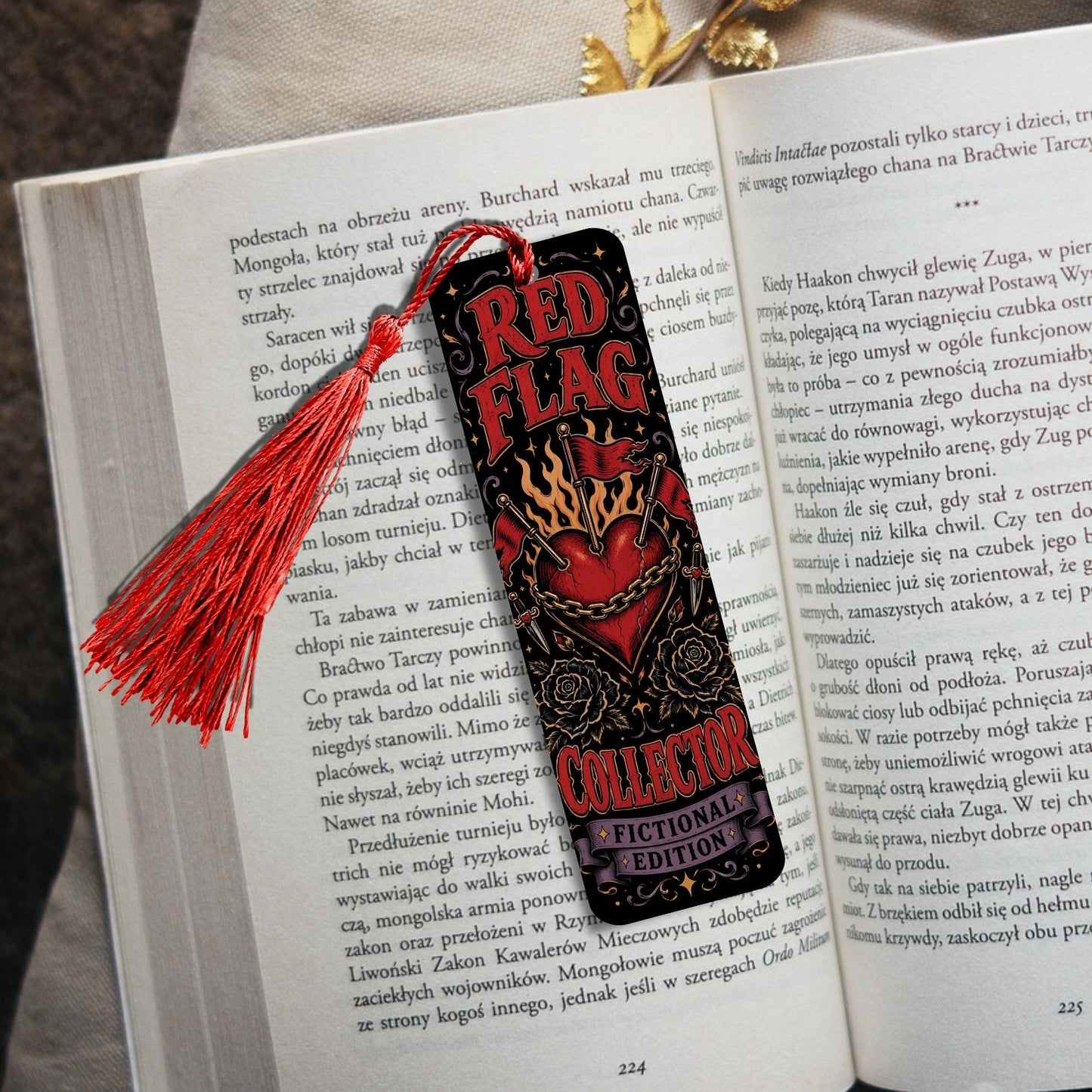 Red Flag Collector Bookmark, Fictional Edition Metal Bookmark, Dark Romance Reader Gift, Book Lover Bookmark