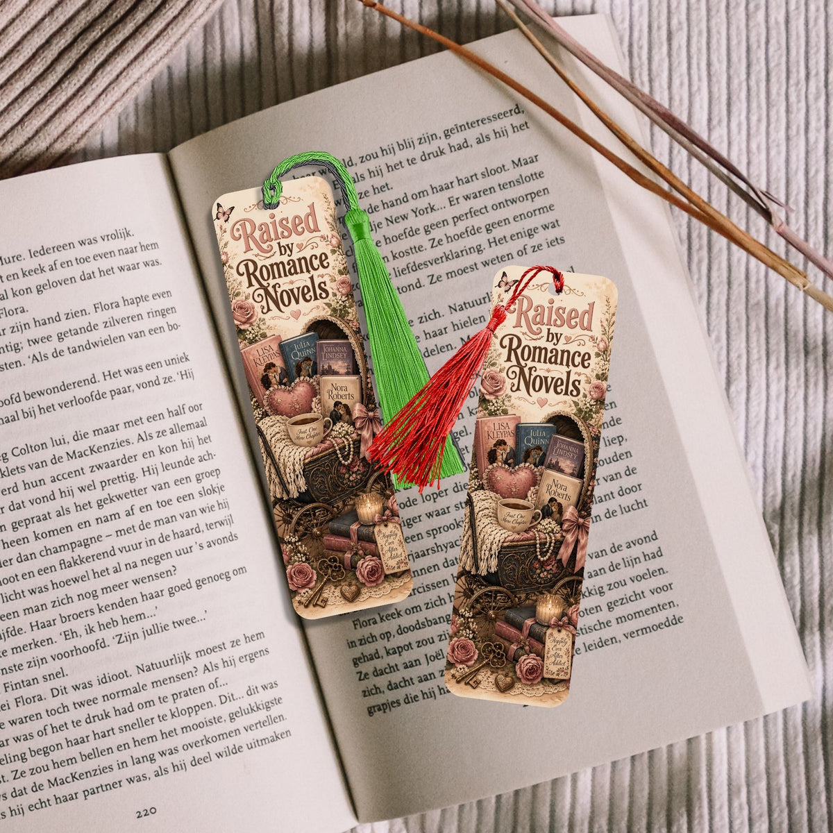 Raised by Romance Novels Metal Bookmark, Book Lover Reader Gift, Literary Reading Accessory