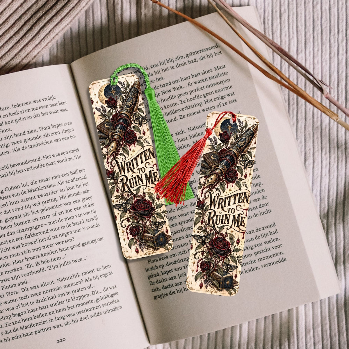 Written to Ruin Me Metal Bookmark, Gothic Book Lover Gift, Dark Romance Reader Bookmark, Roses and Books, Bookish Gift